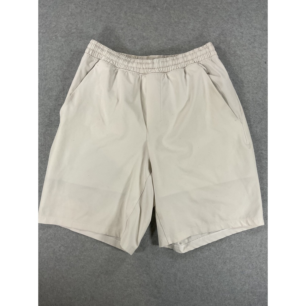 Lululemon Mens Lined Athletic Gym Shorts Beige Size M 9 Inch Inseam 3002